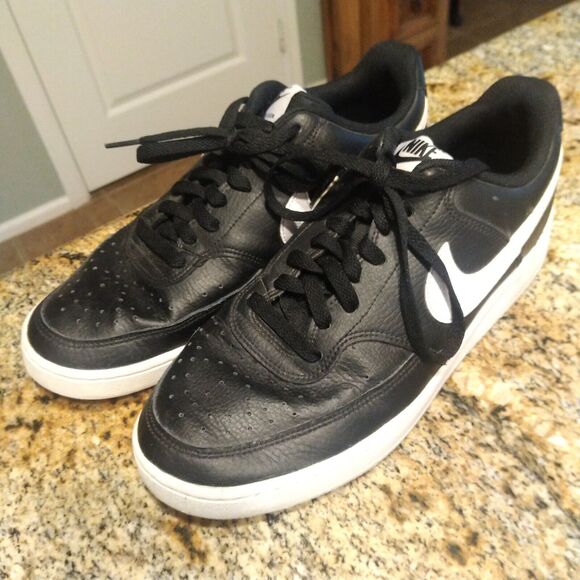 Nike Court Vision Low Black/White Leather Shoes Sneaker Men\'s Size 9 CD5463-001 main image 5